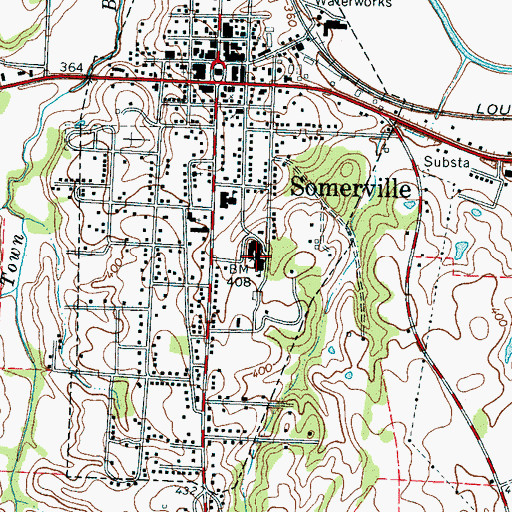 Topographic Map of Fayette Ware High School, TN