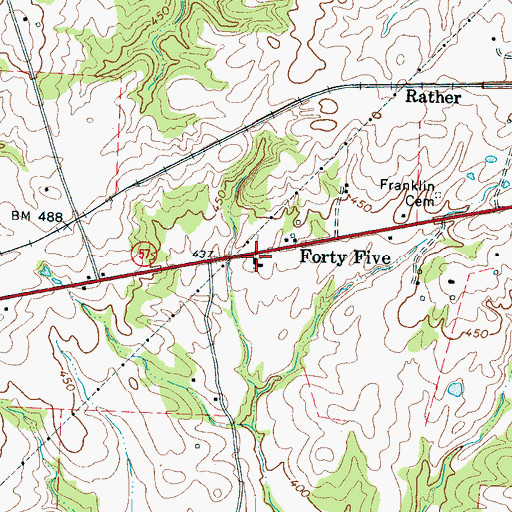 Topographic Map of Forty Five Baptist Church, TN