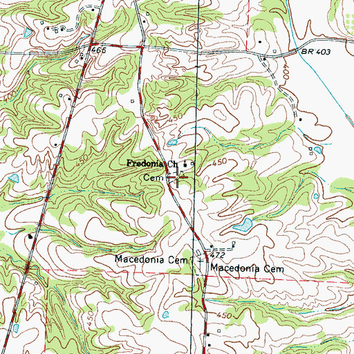 Topographic Map of Fredonia Cemetery, TN