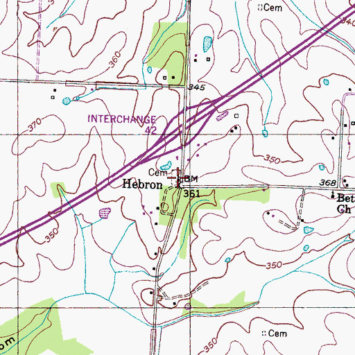 Topographic Map of Hebron Church, TN