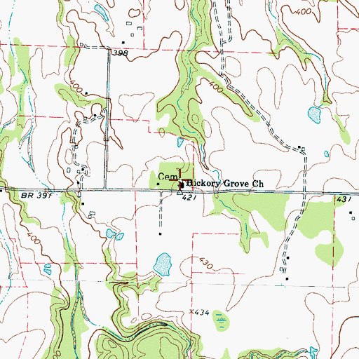 Topographic Map of Hickory Grove Cemetery, TN