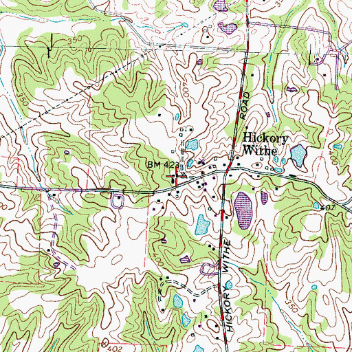 Topographic Map of Hickory Withe First Baptist Church, TN