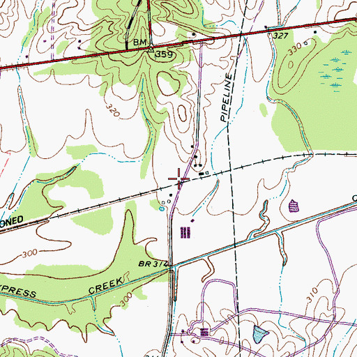 Topographic Map of Hickory Withe Station, TN