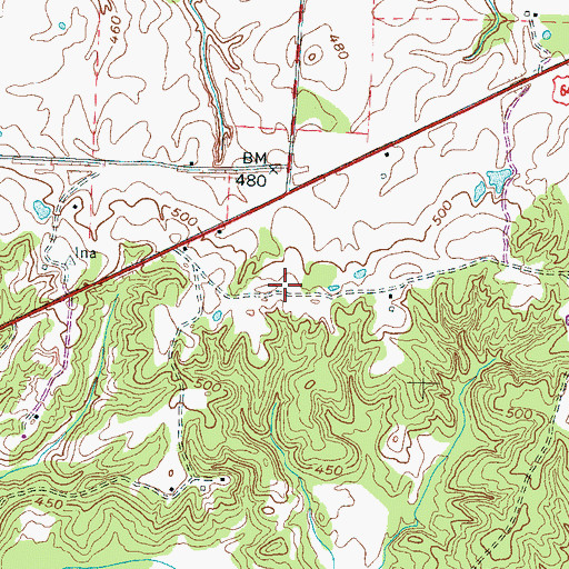 Topographic Map of Ina School (historical), TN