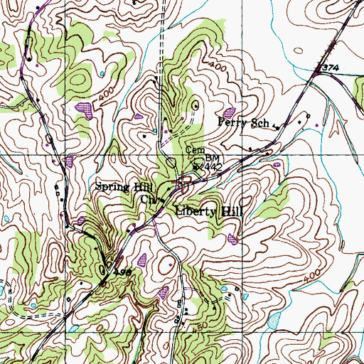 Topographic Map of Liberty School (historical), TN