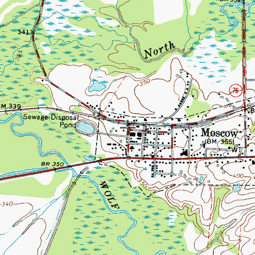 Topographic Map of Moscow City Hall, TN