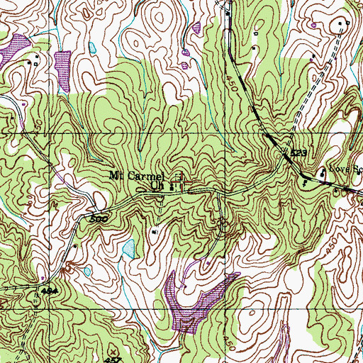 Topographic Map of Mount Carmel Cemetery, TN