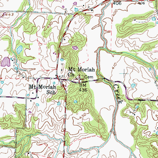 Topographic Map of Mount Moriah Cemetery, TN