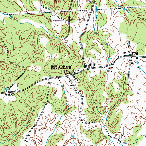 Topographic Map of Mount Olive Cemetery, TN