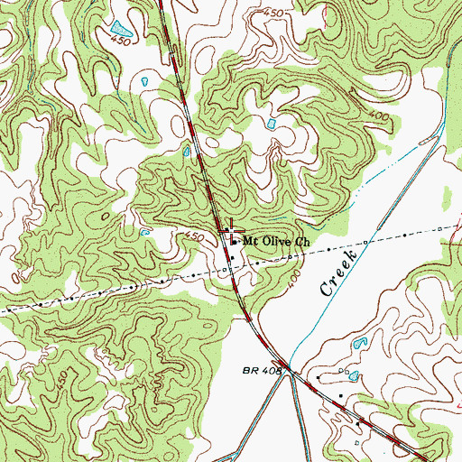 Topographic Map of Mount Olive School (historical), TN
