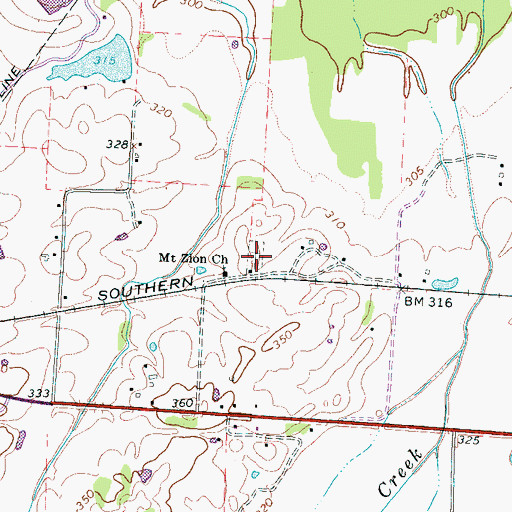 Topographic Map of Mount Zion Cemetery, TN