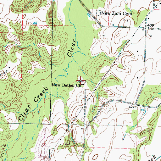 Topographic Map of New Bethel Cemetery, TN
