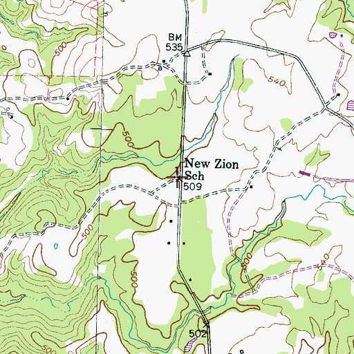 Topographic Map of New Zion Church, TN