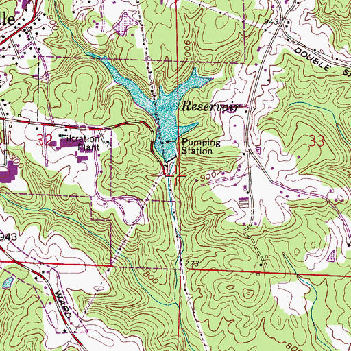 Topographic Map of Haleyville City Lake Dam, AL