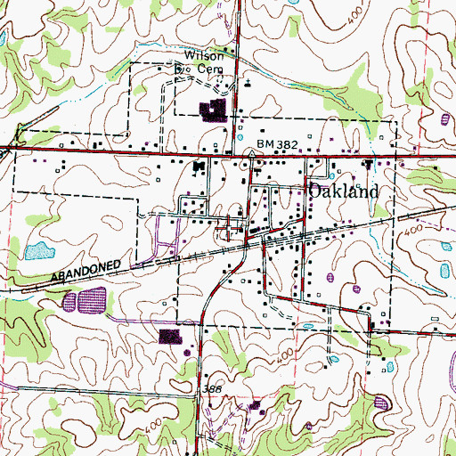 Topographic Map of Oakland Cemetery, TN