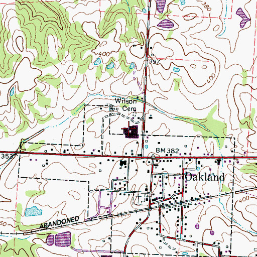 Topographic Map of Oakland Elementary School, TN