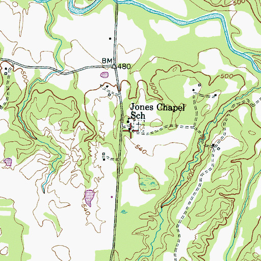 Topographic Map of Old Jonah Church, TN