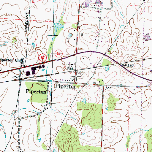 Topographic Map of Piperton City Hall, TN
