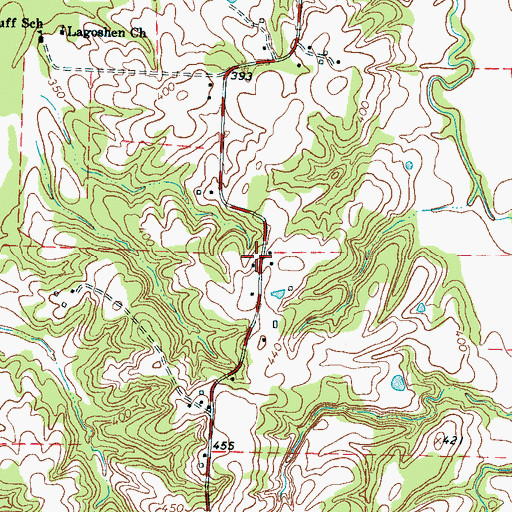 Topographic Map of Pleasant Grove School (historical), TN