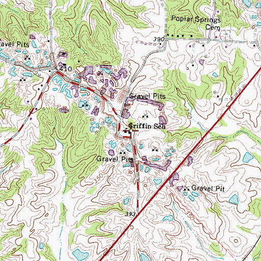 Topographic Map of Poplar Springs Church, TN