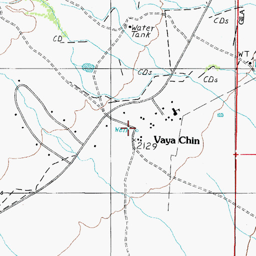 Topographic Map of Vaya Chin, AZ
