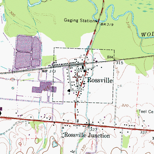 Topographic Map of Rossville City Hall, TN