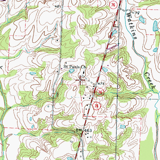 Topographic Map of Saint Pauls Cemetery, TN