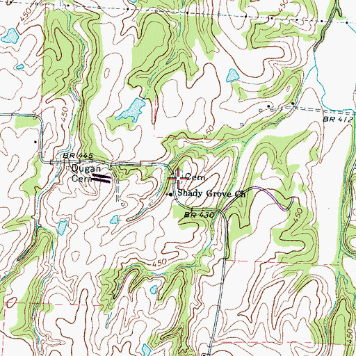 Topographic Map of Shady Grove Cemetery, TN