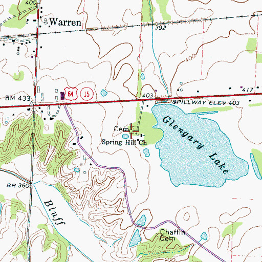 Topographic Map of Spring Hill Cemetery, TN