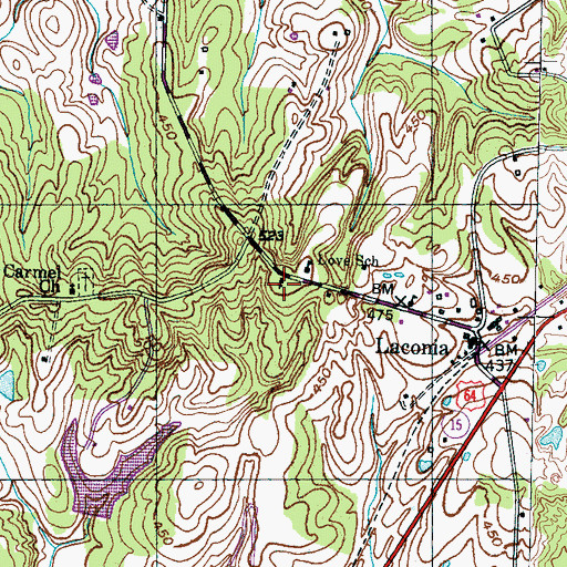 Topographic Map of Travelers Rest Church, TN