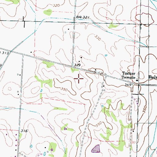 Topographic Map of Tucker Temple, TN