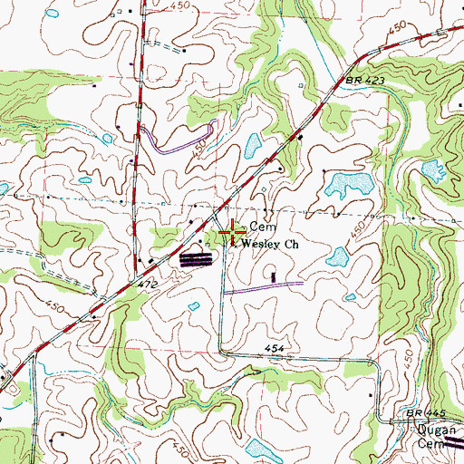 Topographic Map of Wesley Cemetery, TN