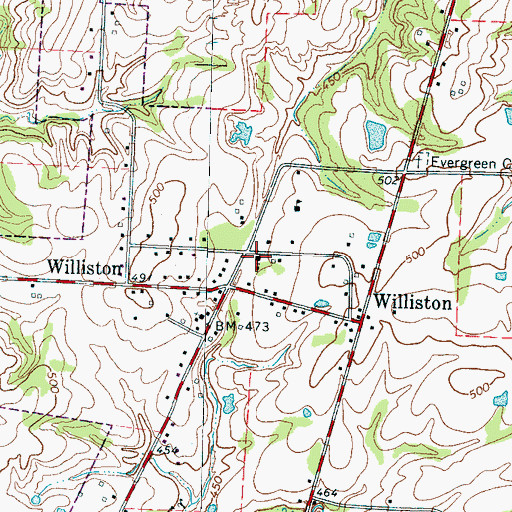 Topographic Map of Williston Baptist Church, TN