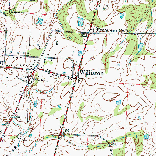 Topographic Map of Williston City Hall, TN