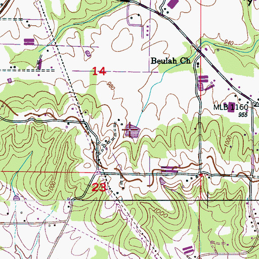 Topographic Map of Paul Rigsby Dam, AL