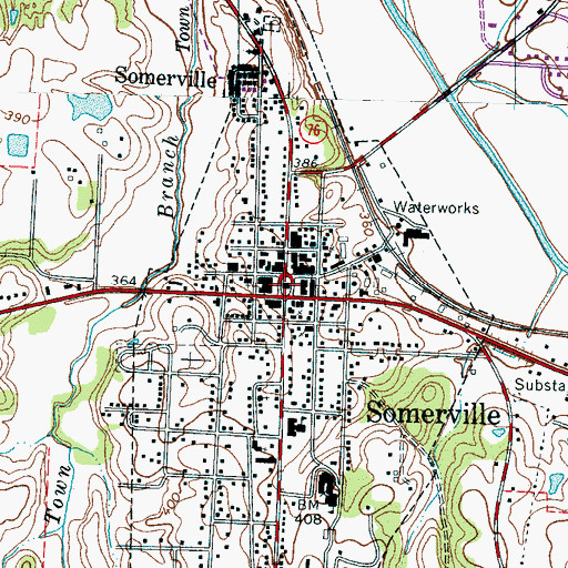 Topographic Map of Fayette County Courthouse, TN