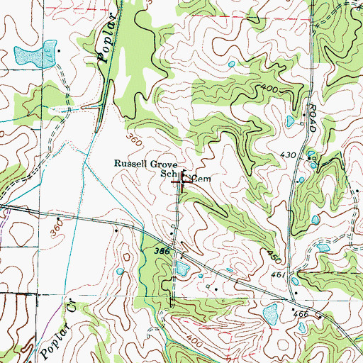 Topographic Map of Russell Grove Church, TN