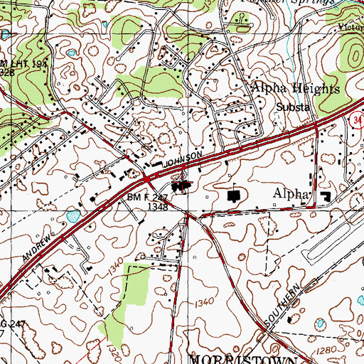 Topographic Map of Alpha Primary School, TN