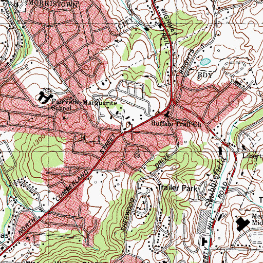 Topographic Map of Buffalo Trail Shopping Center, TN