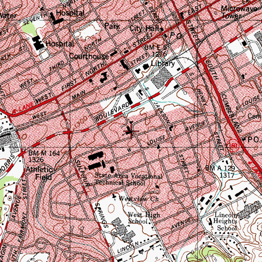 Topographic Map of Calvary Baptist Church, TN