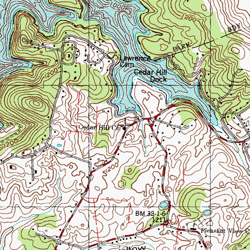 Topographic Map of Cedar Hill Church, TN