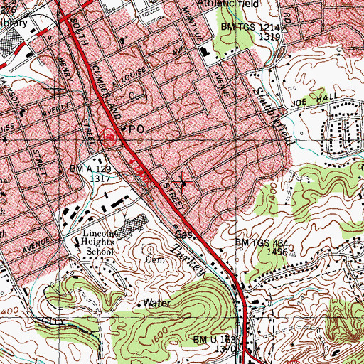 Topographic Map of Cherokee Hills Baptist Church, TN