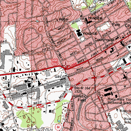 Topographic Map of Cresent Plaza Shopping Center, TN