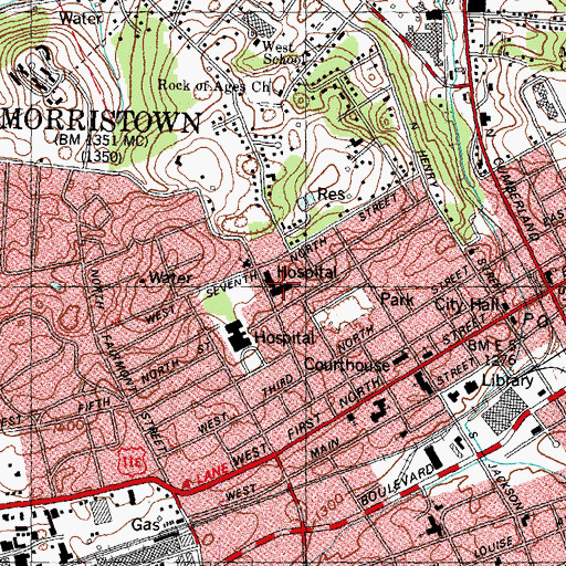 Topographic Map of Lakeway Regional Hospital, TN
