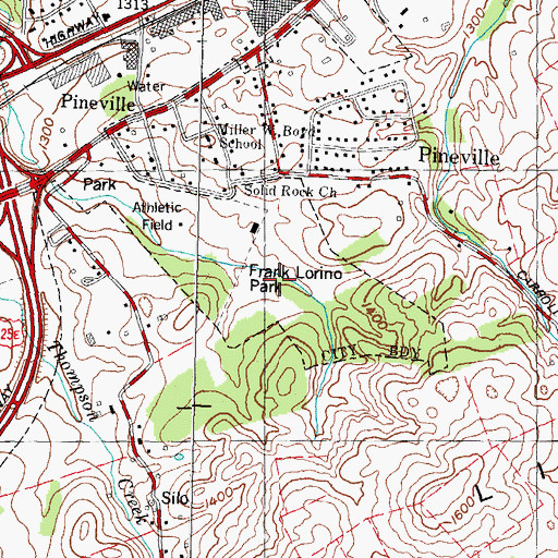 Topographic Map of Frank Lorino Park, TN