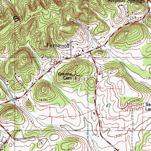 Topographic Map of Greene Cemetery, TN