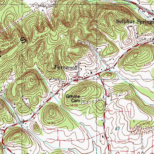 Topographic Map of Greenwood School (historical), TN