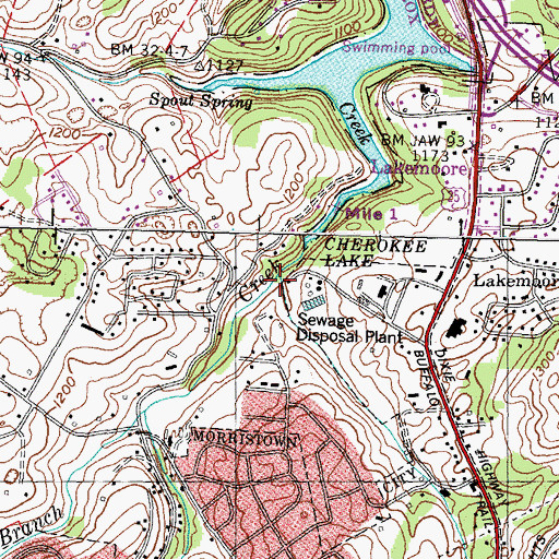 Topographic Map of Holston Mill (historical), TN