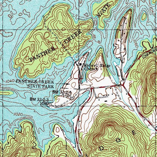 Topographic Map of Kidwell School (historical), TN