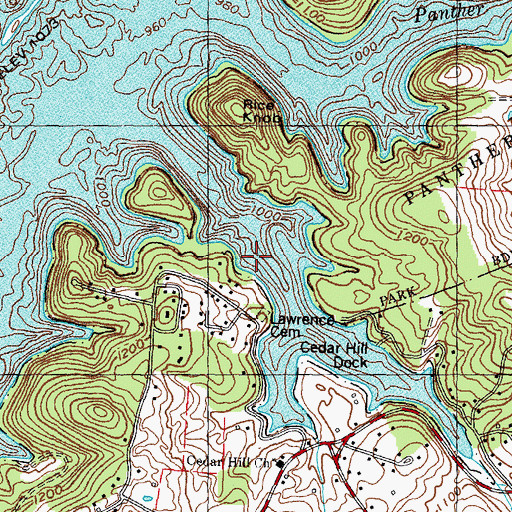 Topographic Map of Lawrence Mill (historical), TN